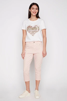 Cotton denim capri