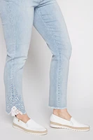 Lace hem denim jogger