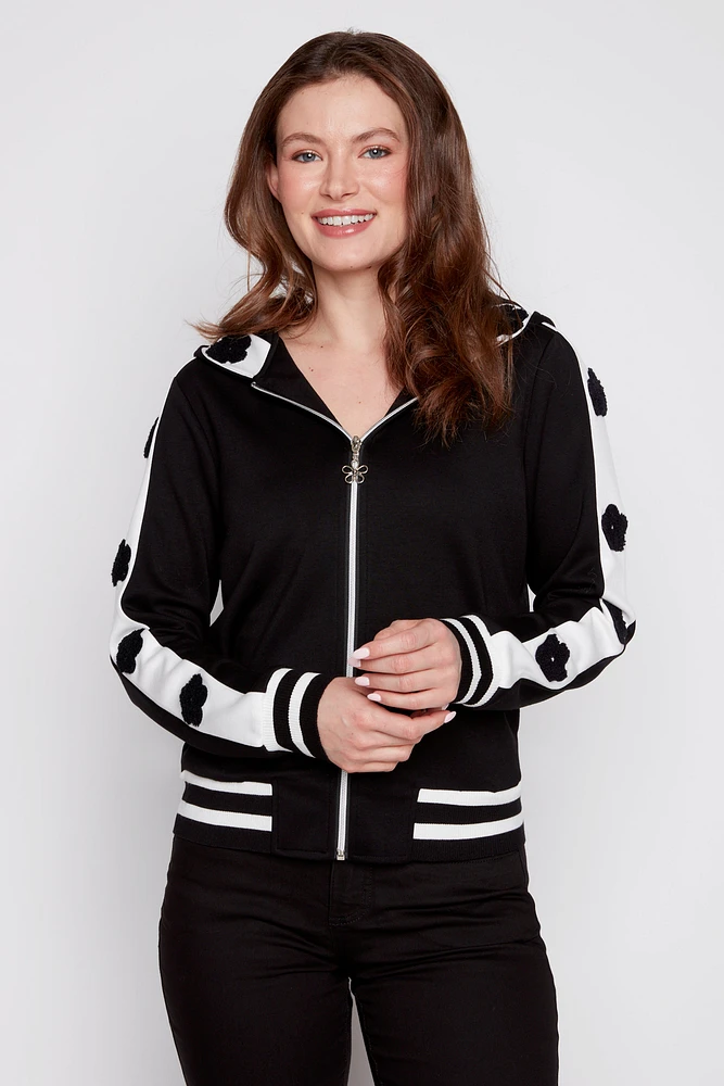 Floral applique sleeve hoodie