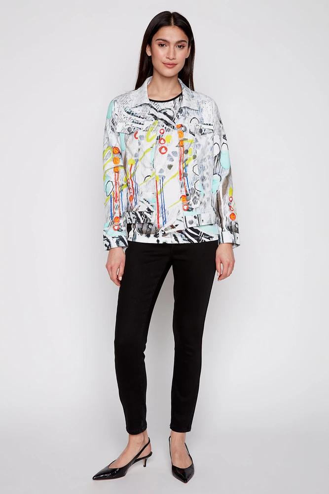 Abstract pattern jean style jacket