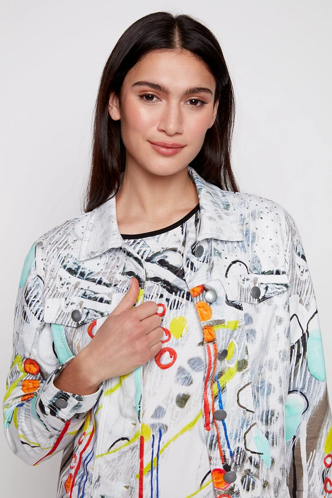 Abstract pattern jean style jacket