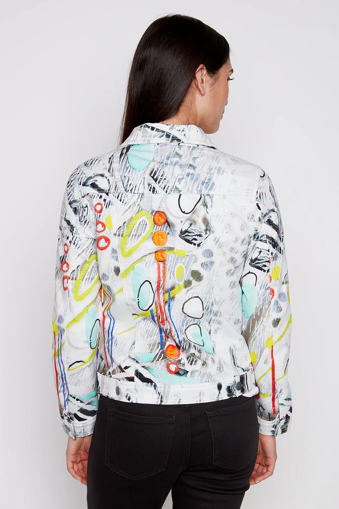 Abstract pattern jean style jacket