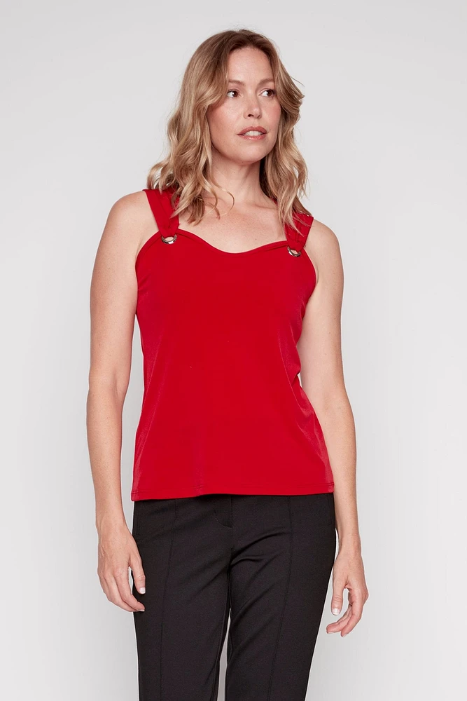La camisole unie avec détails à œillets