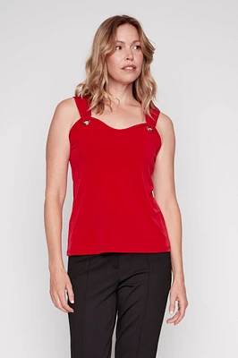 La camisole unie avec détails à œillets
