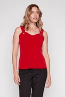 La camisole unie avec détails à œillets