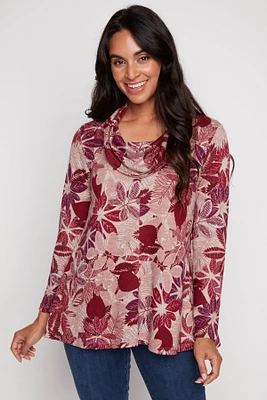 Leaf design tunic sweater