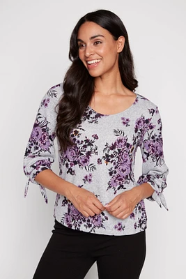 Bow sleeve floral top