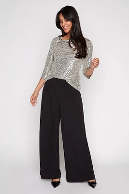 Wide leg pant with pleats