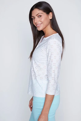 Eyelet henley top