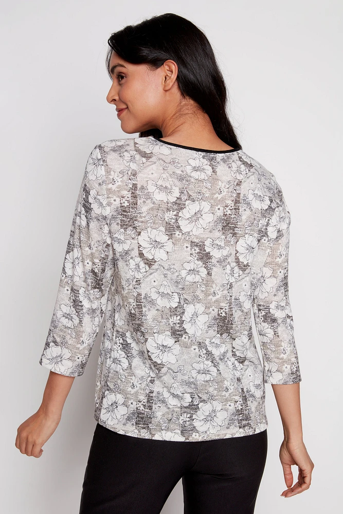 Floral print top with button detail