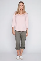 Coral and white stripe top