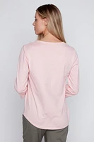 Coral and white stripe top