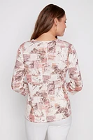 Print top with buckle detail