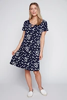 Puff dot a-line dress