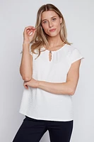 Bubble knit keyhole detail top