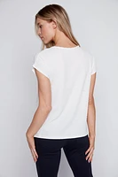 Bubble knit keyhole detail top