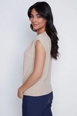 Bubble knit keyhole detail top