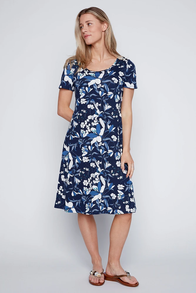 Floral puff print sun dress