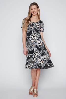 Lace and floral puff print sun dress
