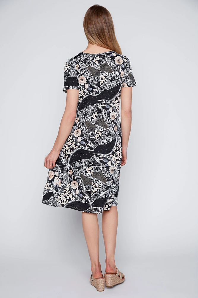 Lace and floral puff print sun dress