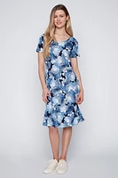 Two tone floral print sun dress