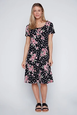 Floral and dot print sun dress