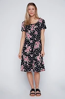 Floral and dot print sun dress