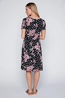 Floral and dot print sun dress