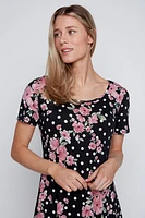 Floral and dot print sun dress