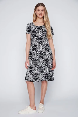 Abstract puff print sun dress