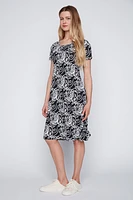 Abstract puff print sun dress