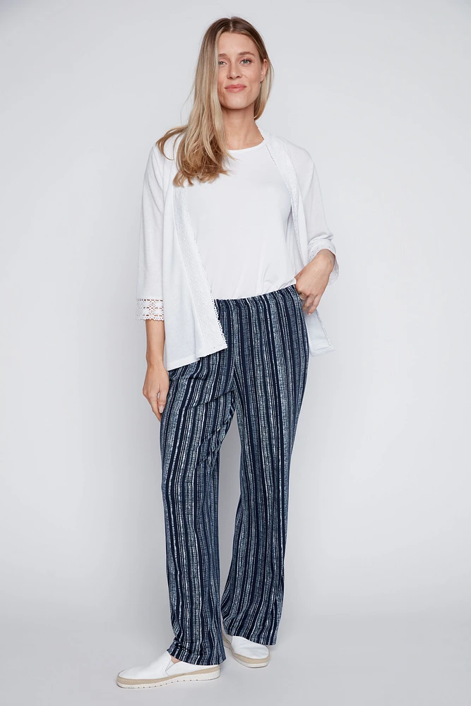 Stripe wide leg pant