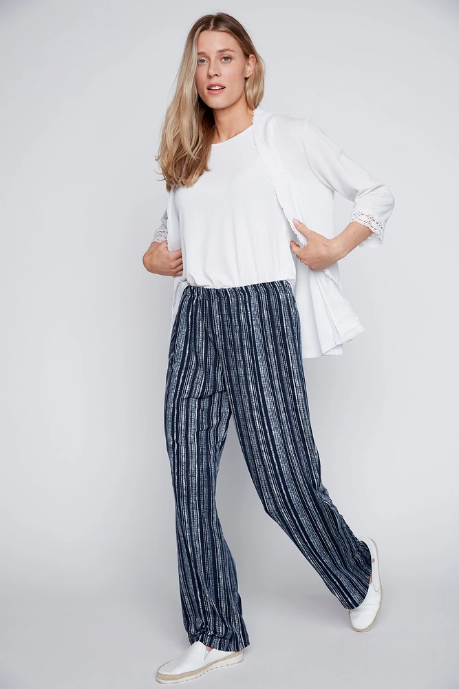 Stripe wide leg pant
