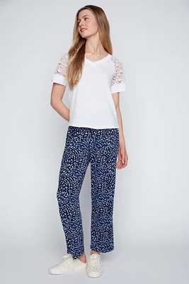 Abstract print wide leg pant