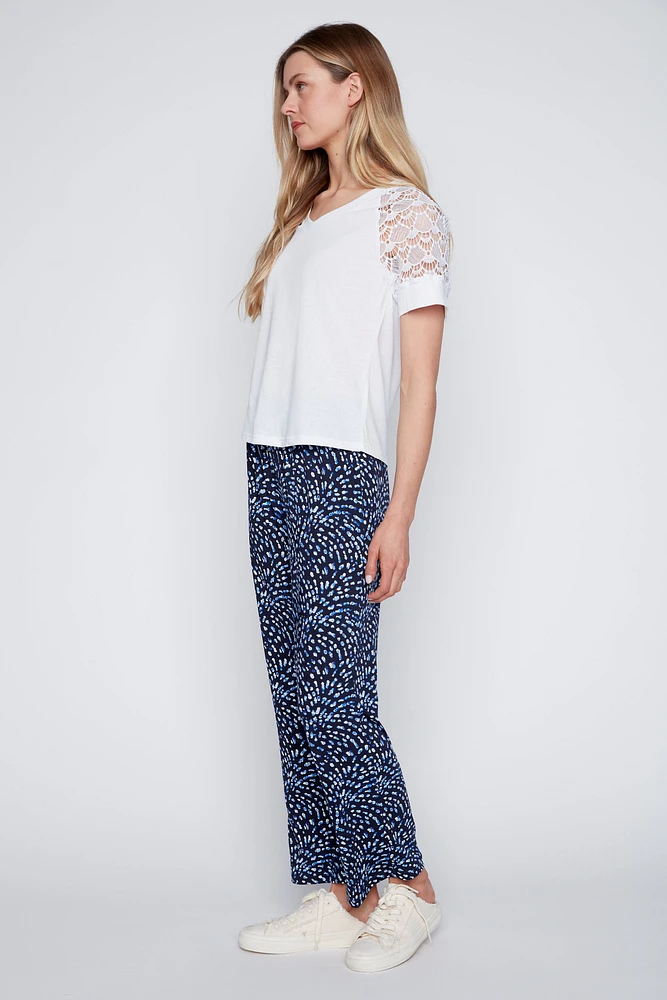 Abstract print wide leg pant