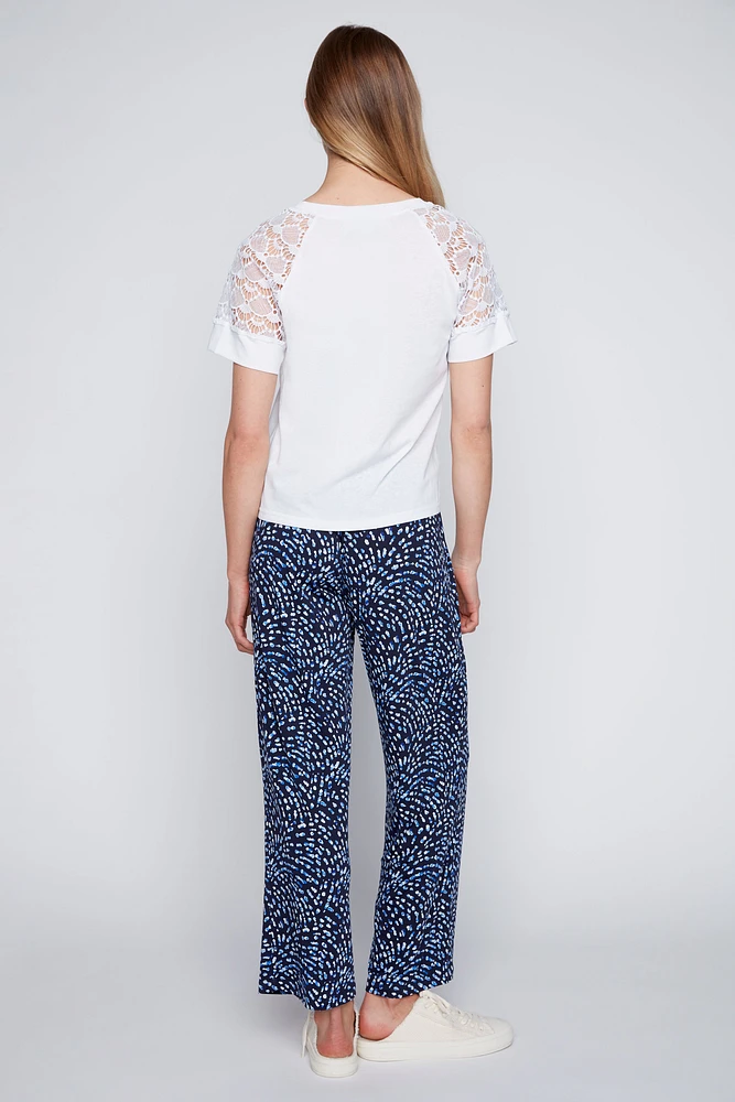 Abstract print wide leg pant