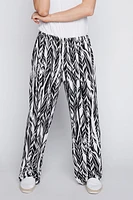 Tropical print wide leg pant