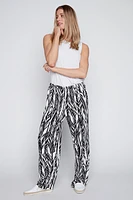 Tropical print wide leg pant