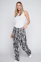 Tropical print wide leg pant