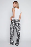 Tropical print wide leg pant