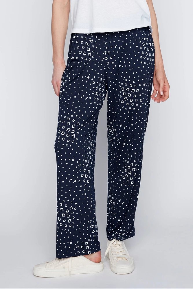 Geometric print wide leg pant