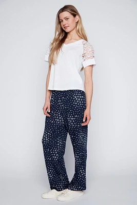 Geometric print wide leg pant