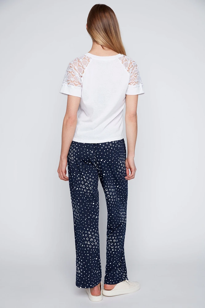 Geometric print wide leg pant