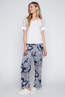 Le pantalon jambe large à imprimé cachemire
