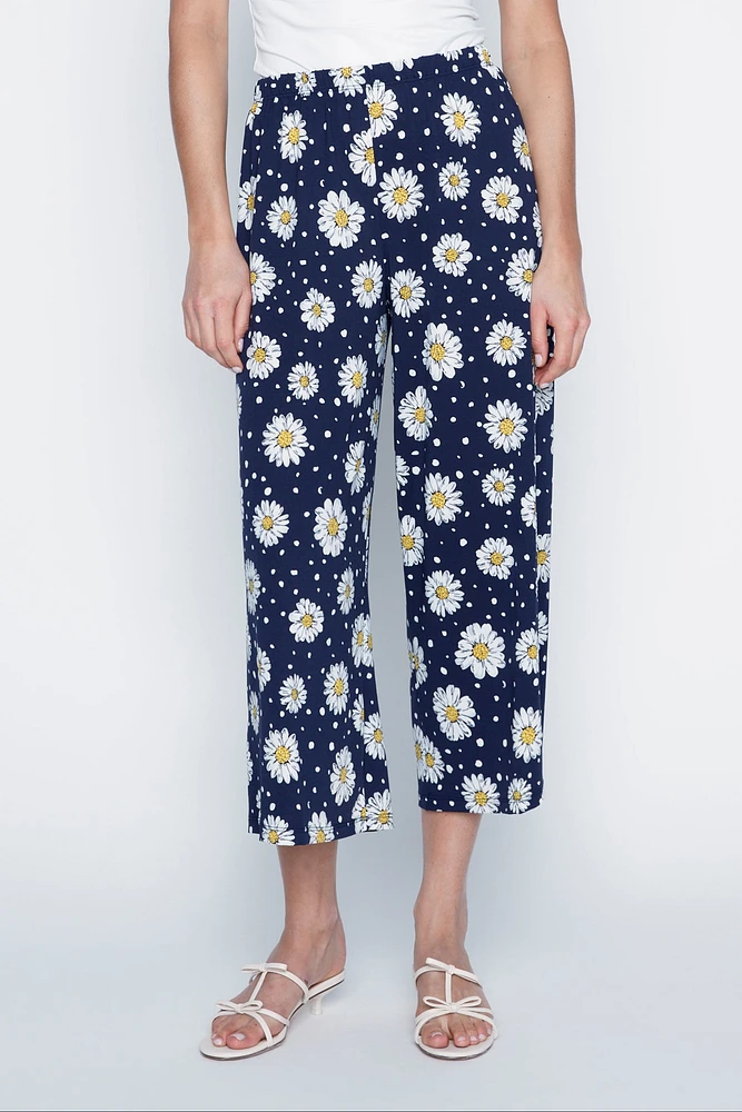 Le pantalon gaucho à imprimé pois marguerites