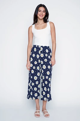 Le pantalon gaucho à imprimé pois marguerites