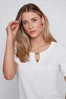 Puff sleeve crinkle top