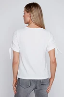 Puff sleeve crinkle top