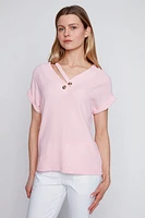 Button detail crinkle top