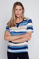 Stripe top with button detail